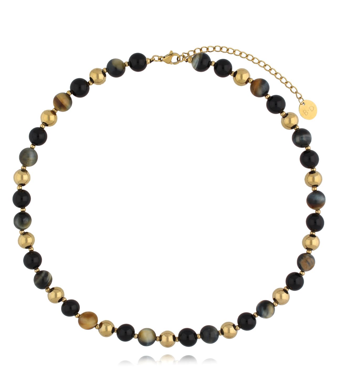 Naszyjnik z agatami i tygrysim okiem - By Dziubeka