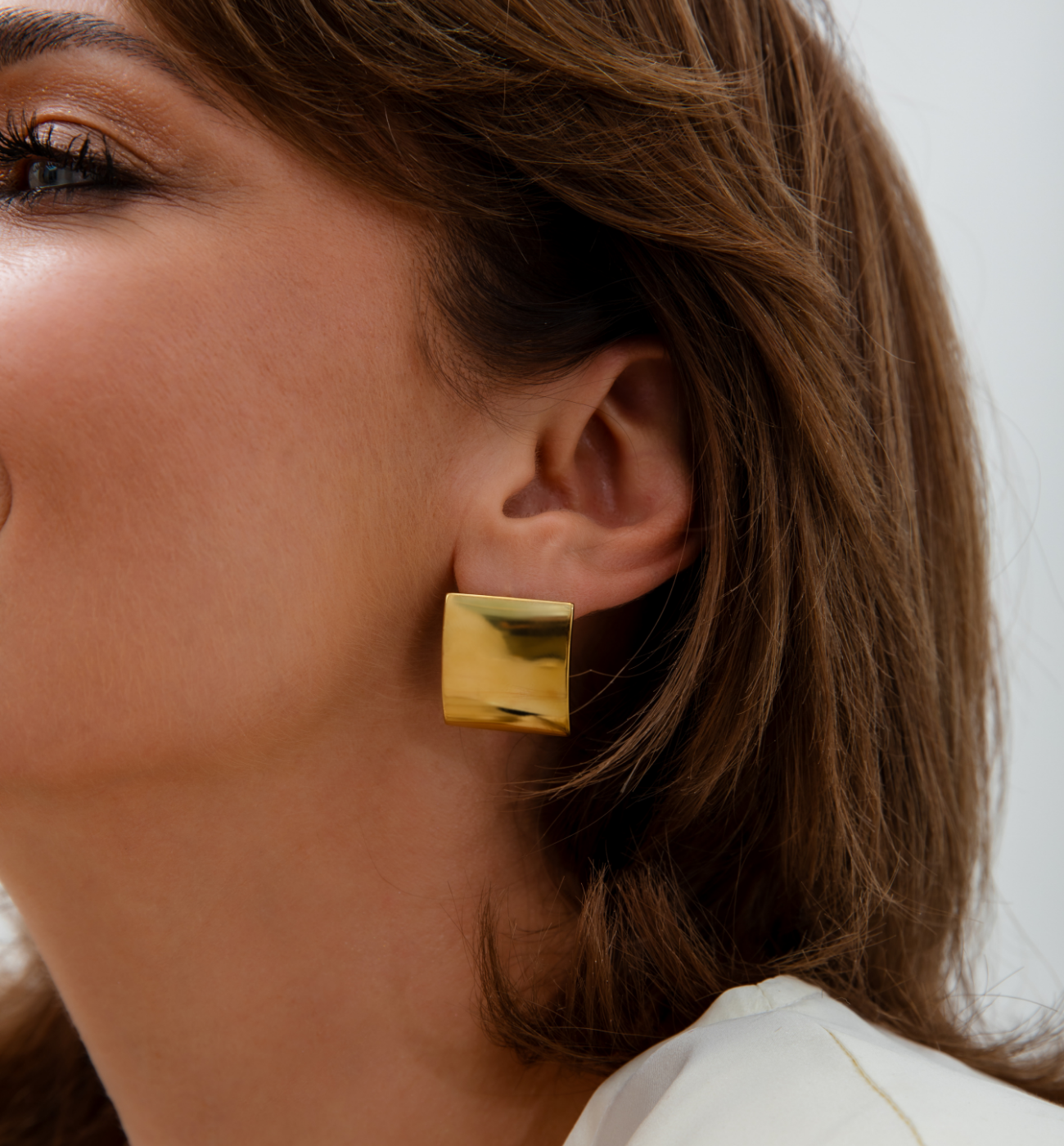 Kolczyki prostokątne złote - By Dziubeka