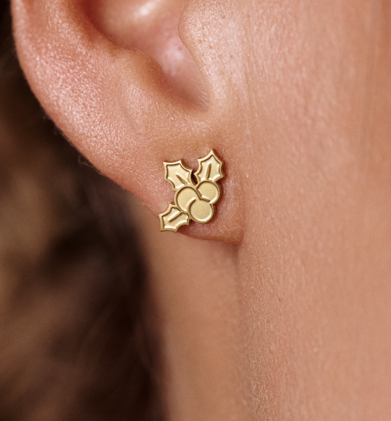 Kolczyki świąteczne listki złote - By Dziubeka