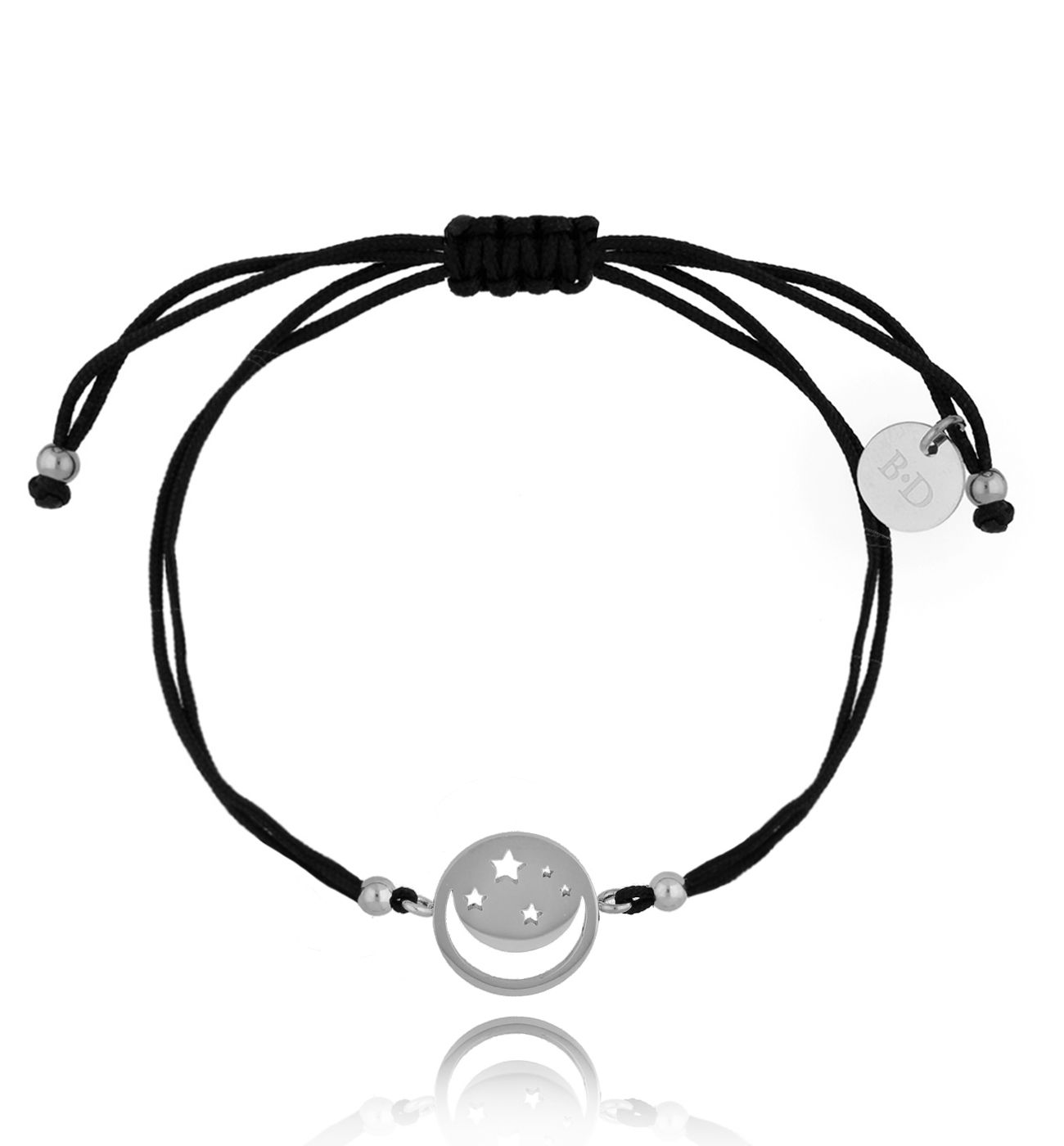 Bransoletka czarno-srebrna z ażurowym księżycem Message BGL0559