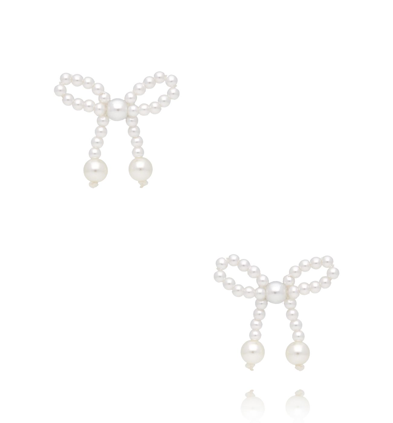 Kolczyki z perłami i kokardkami KSY0257 - By Dziubeka