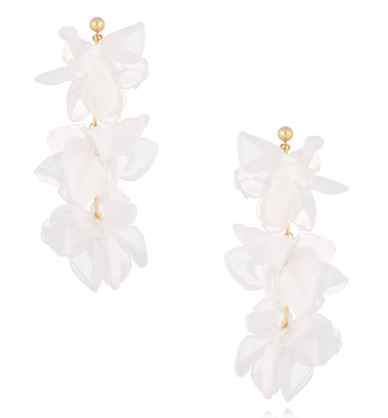 Kolczyki białe długie materiałowe - By Dziubeka