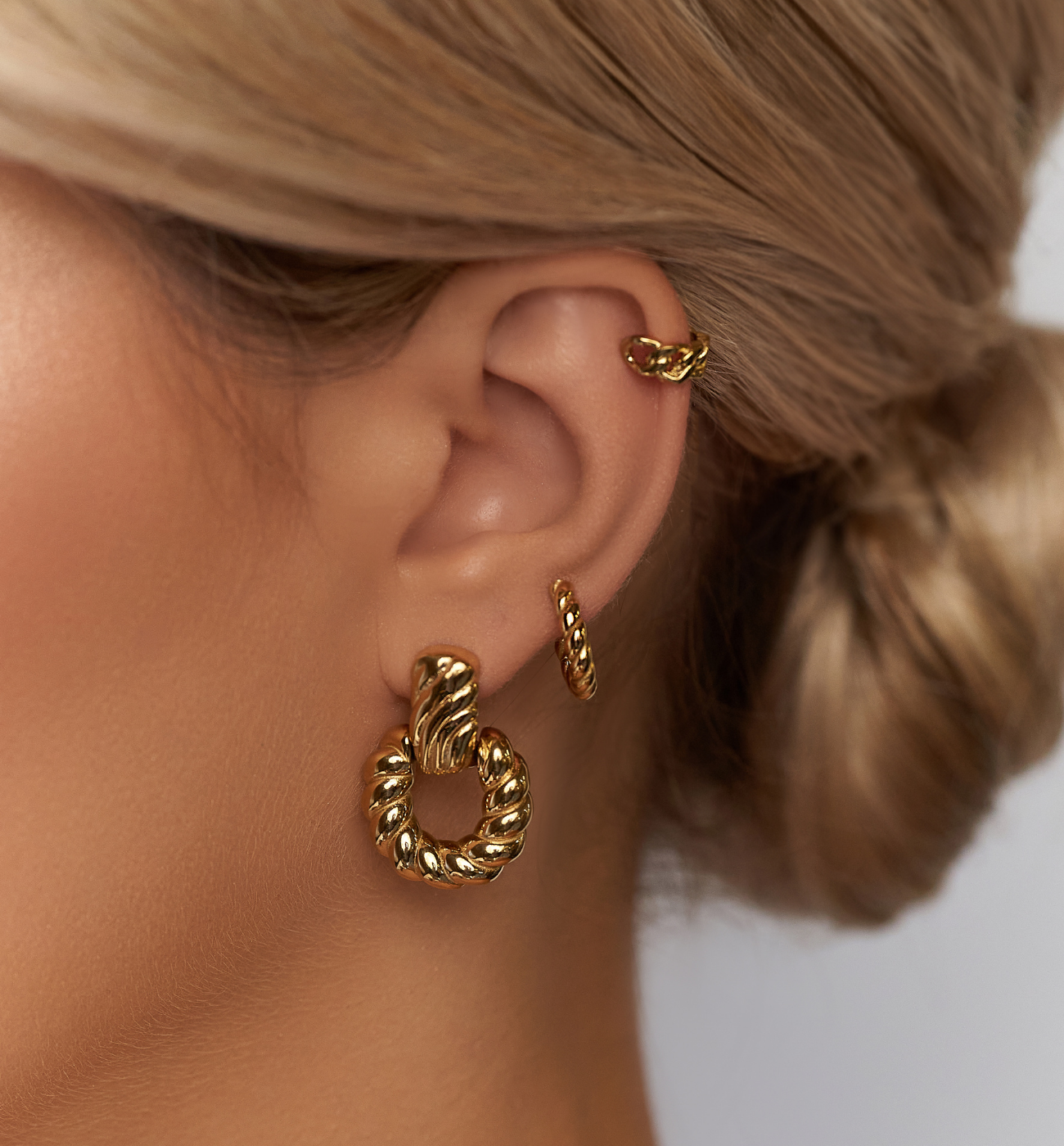 Kolczyki złote karbowane Satoko - By Dziubeka