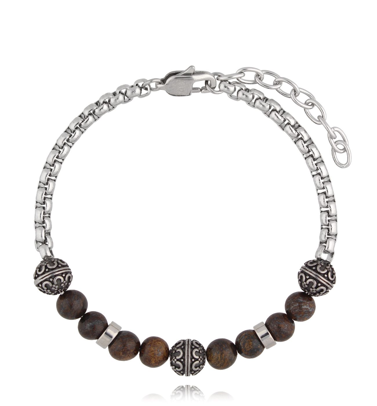 Bransoletka męska z bronzytami Hallvor 46 - By Dziubeka