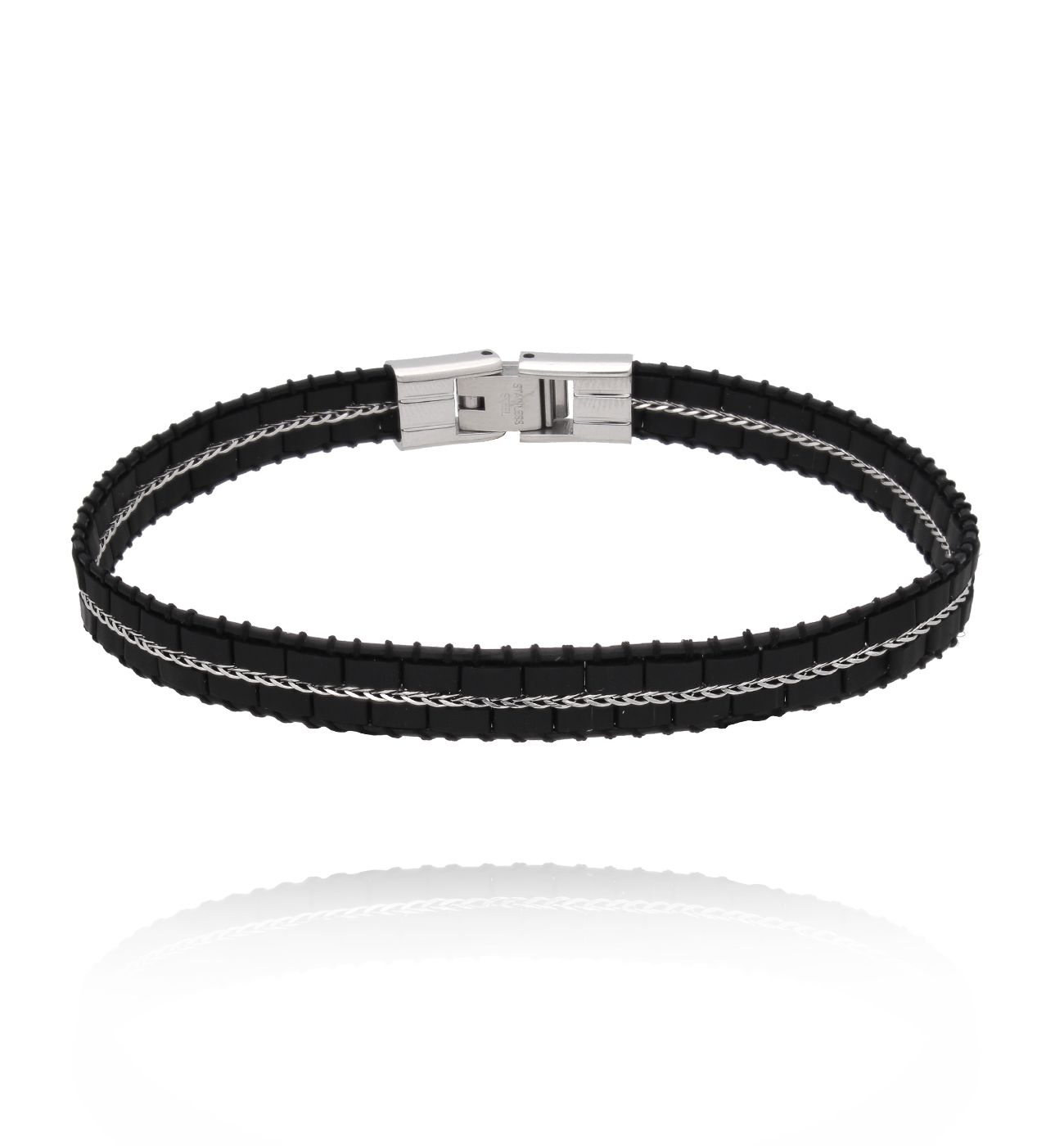 Bransoletka męska czarna z koralikami BMITC1010