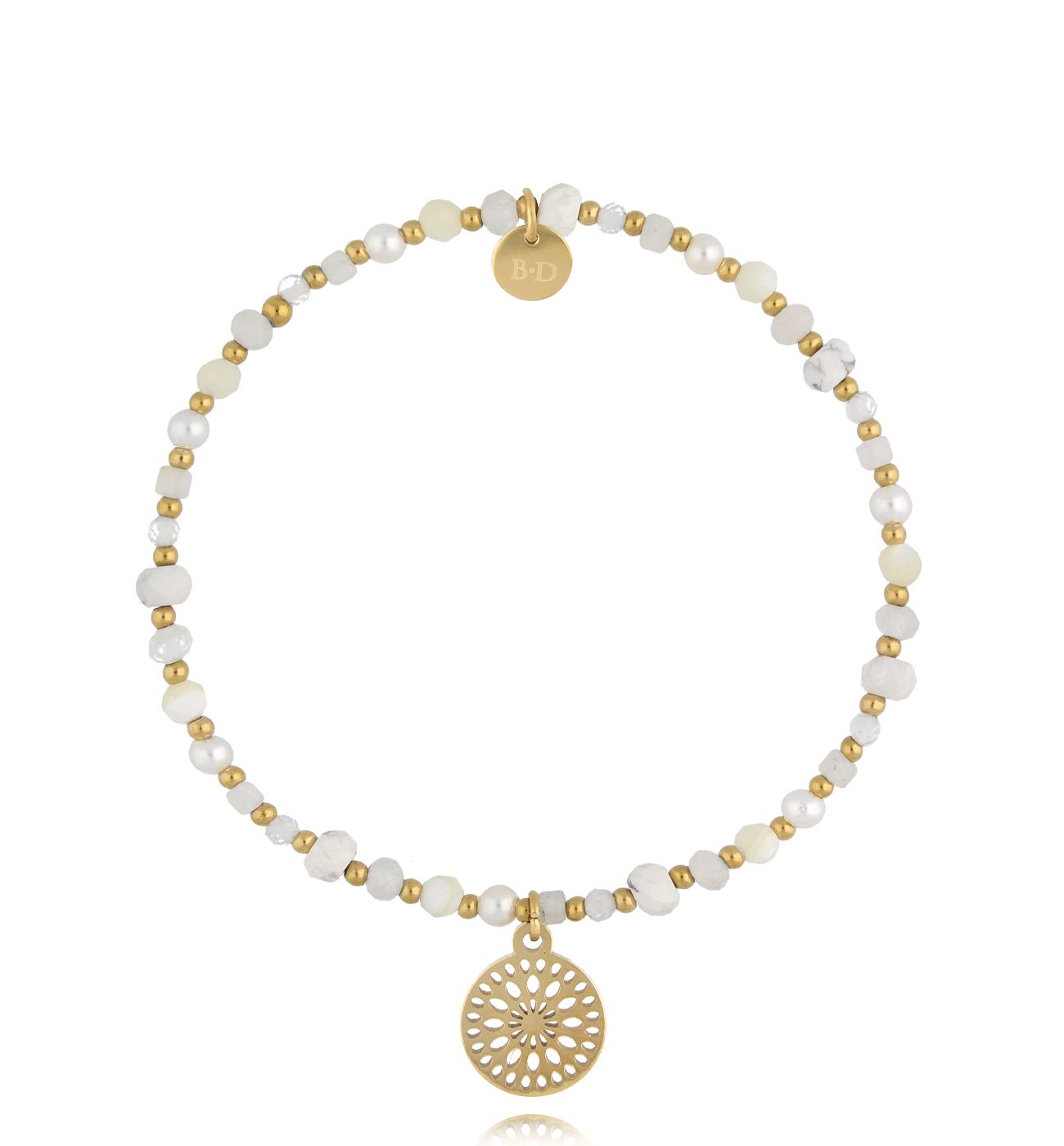 Bransoletka biała z kamieniami naturalnymi BSC2121