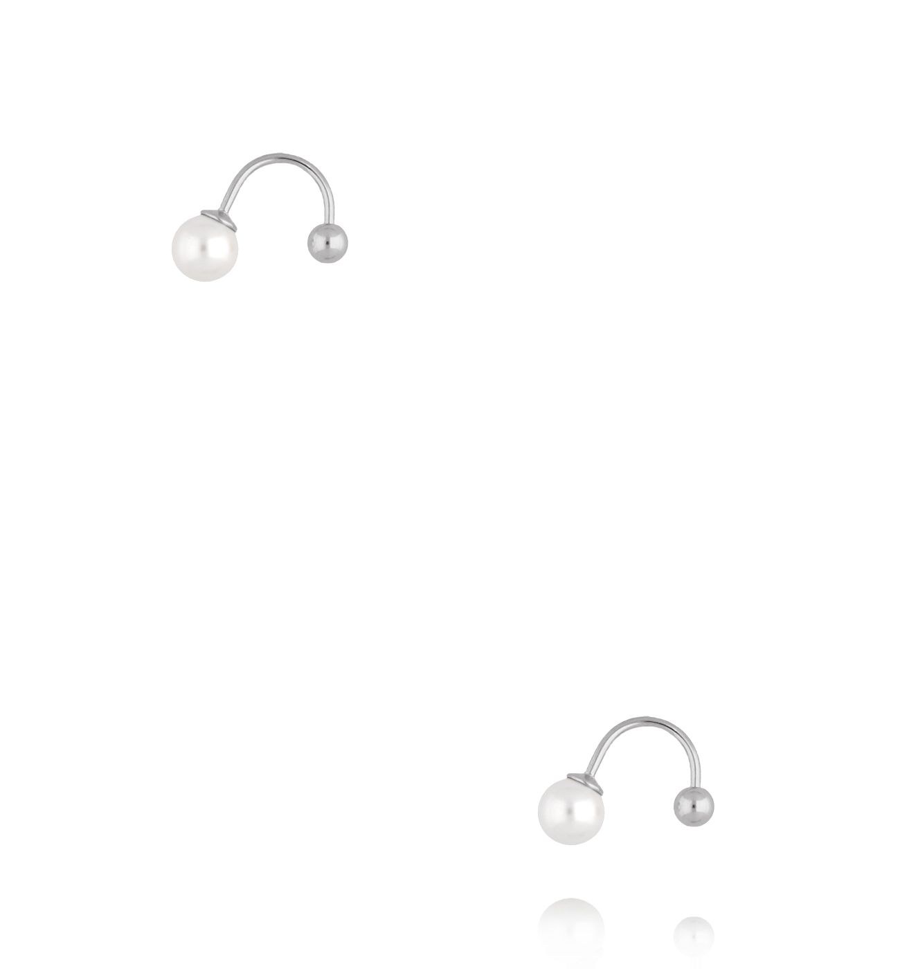 Kolczyki typu C z perłą – srebrne KCA0143 - By Dziubeka