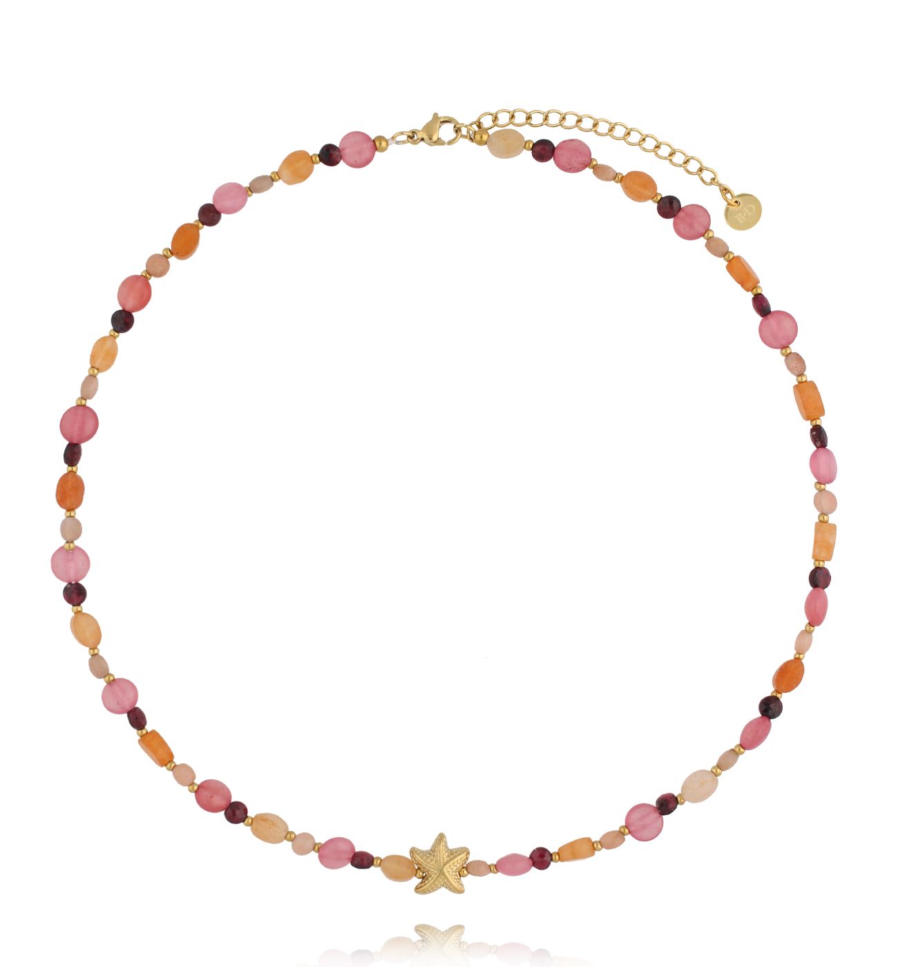 Naszyjnik w różowo-pomarańczowej tonacji z rozgwiazdą - By Dziubeka
