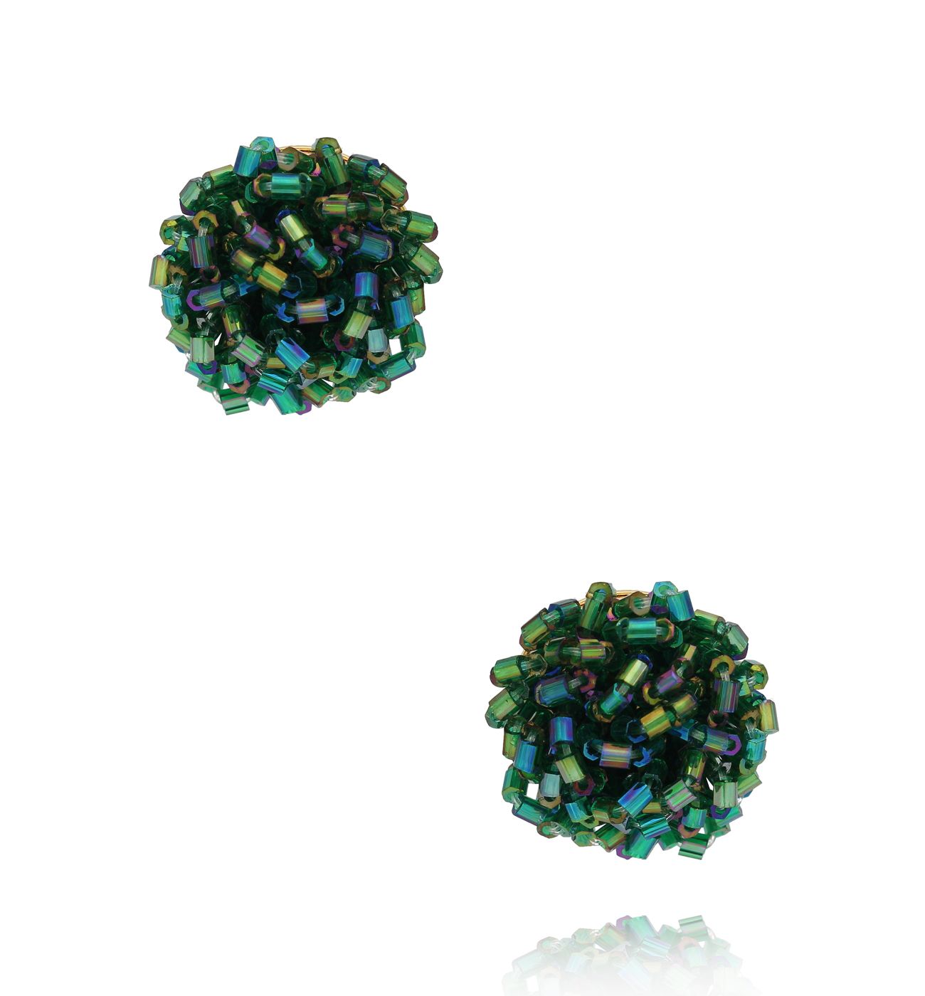 Kolczyki z zielonymi kryształkami okrągłe KWE0138 - By Dziubeka