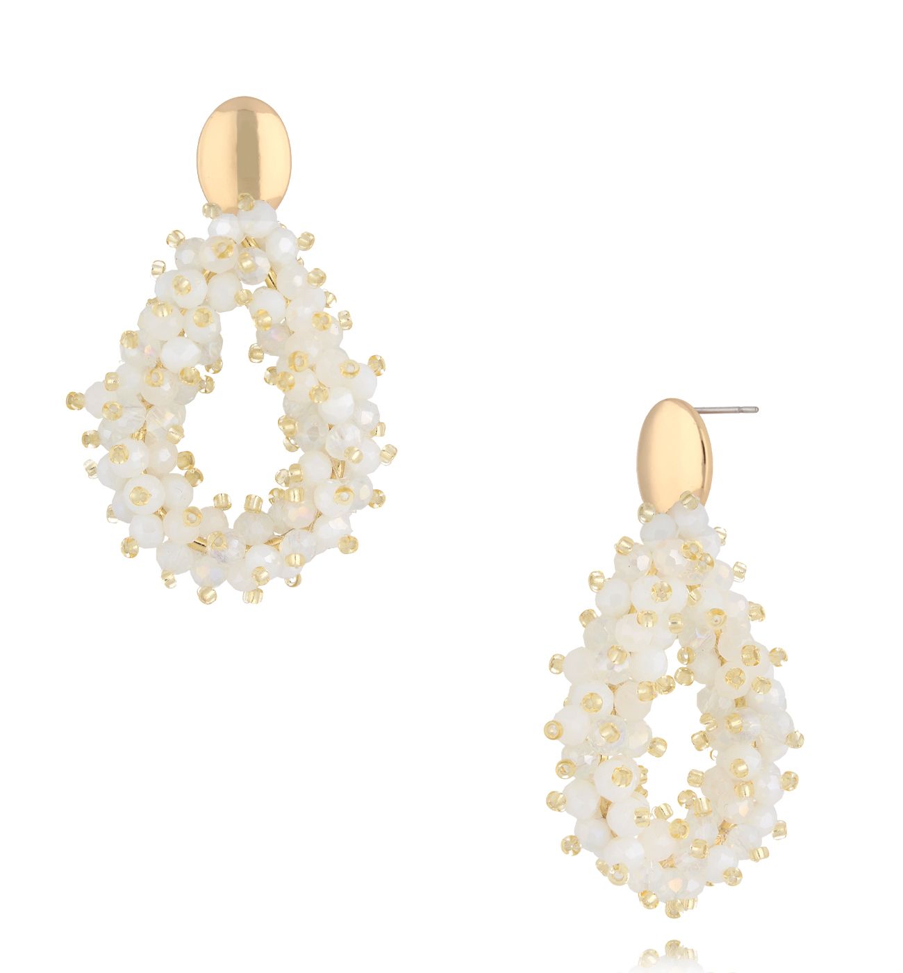 Kolczyki z mlecznymi kryształkami KWE0254 - By Dziubeka