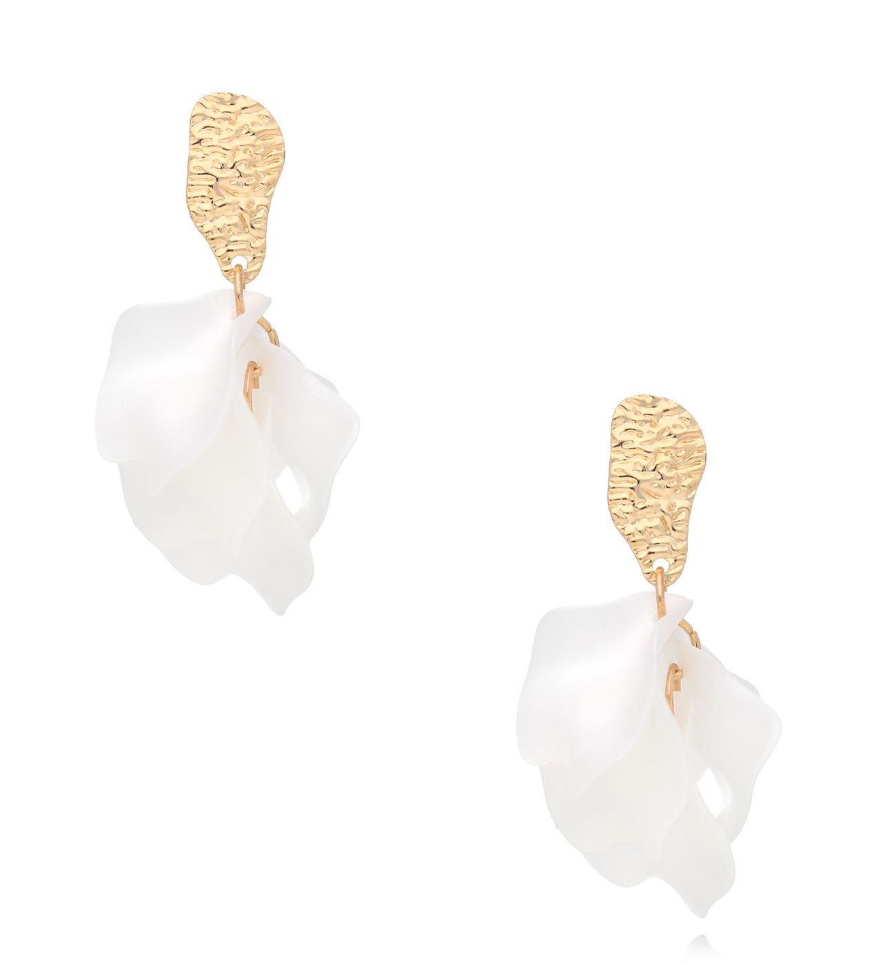 Kolczyki białe z płatkami Coloré KFF0149 - By Dziubeka