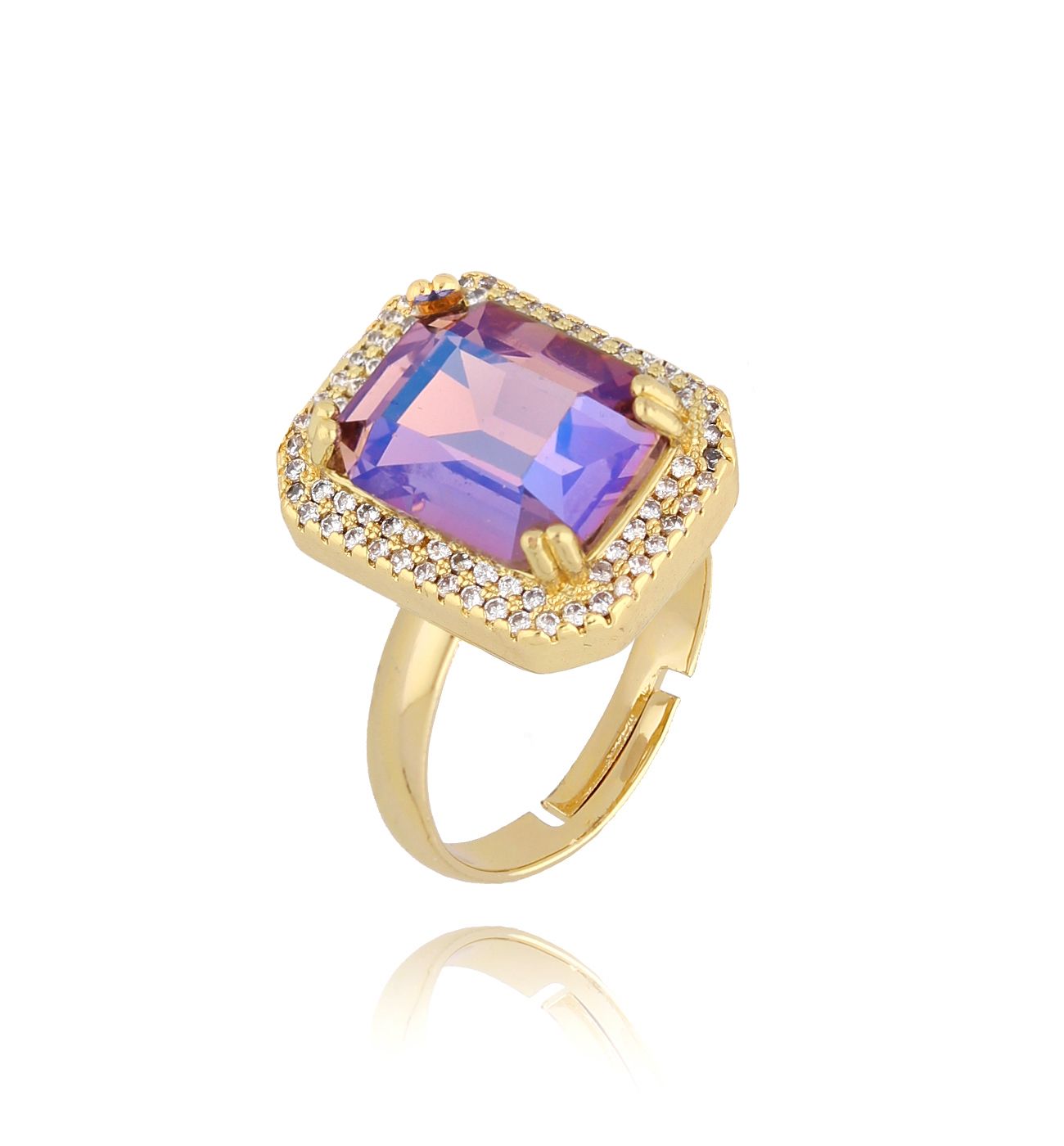 Pierścionek z fioletowym kryształkiem Majestic PSS0091 - By Dziubeka