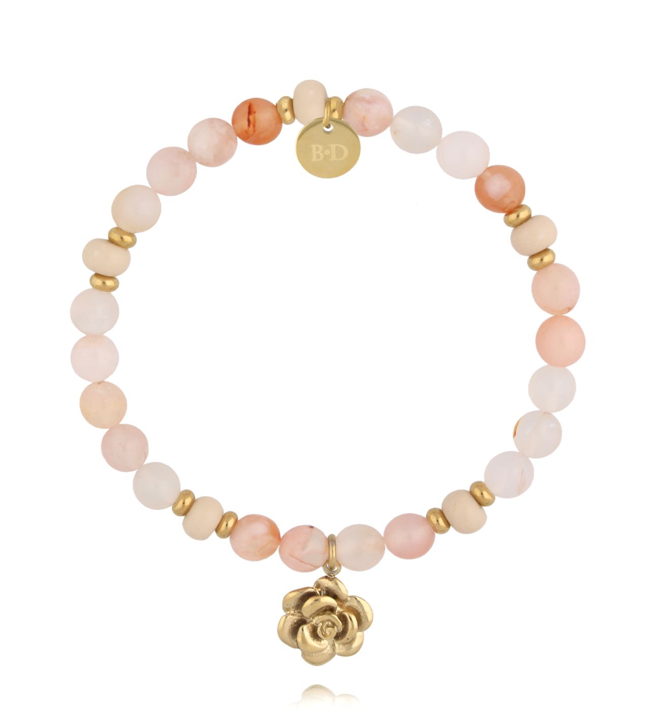 Bransoletka różowa z różą - By Dziubeka