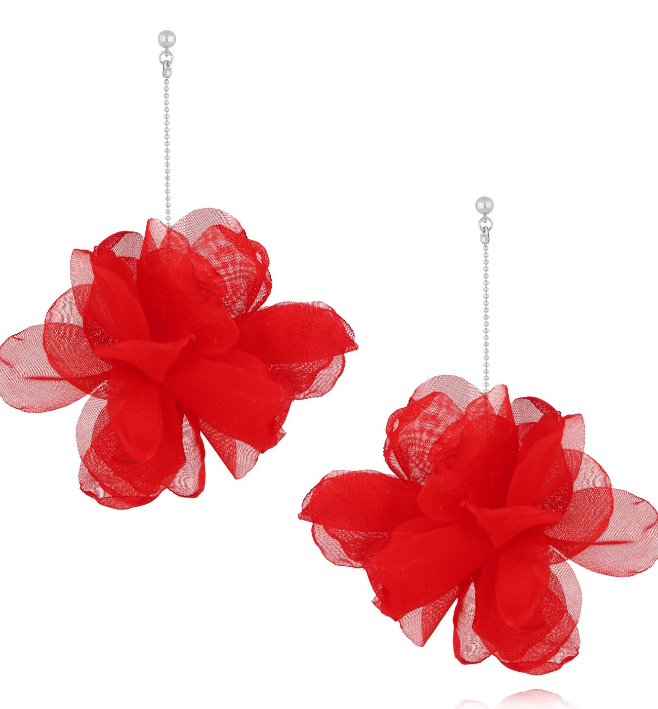 Kolczyki z tkaniny czerwone - By Dziubeka