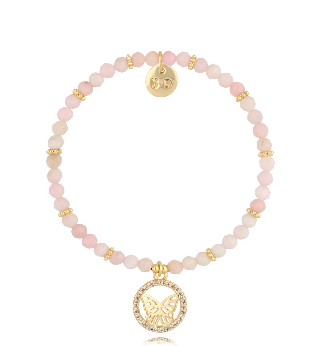 Bransoletka z różowymi opalami i motylkiem Jamila BTW2433