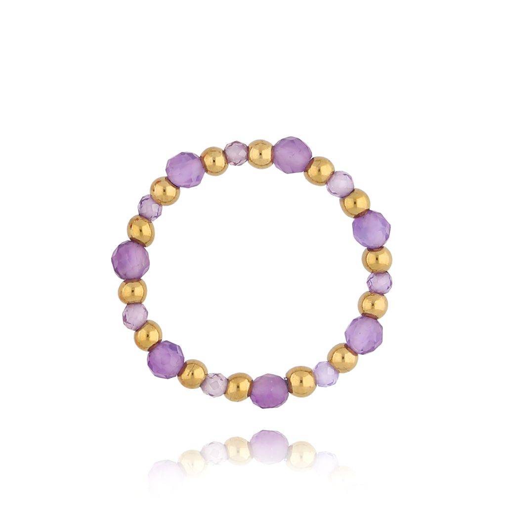 Pierścionek elastyczny z fioletowymi jadeitami Cors PSC0469