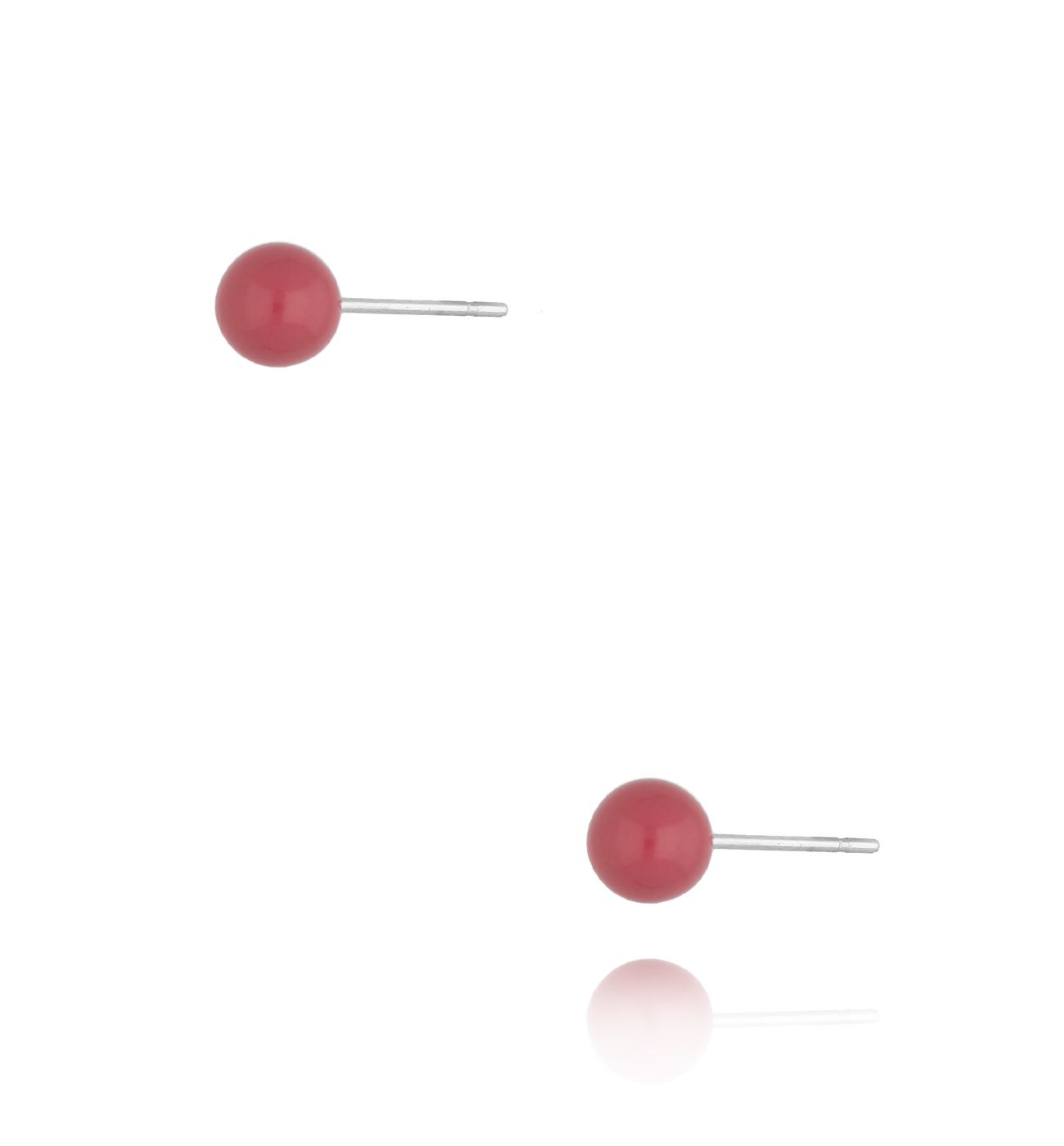 Kolczyki kulki z różową emalią 5 mm Enamel Balls - By Dziubeka