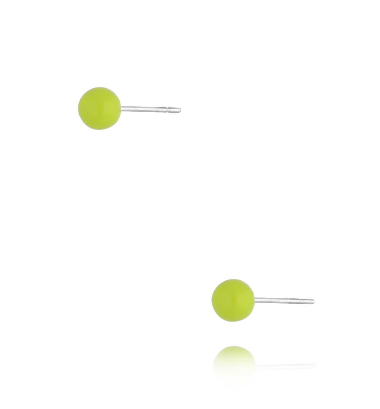 Kolczyki kulki z zieloną emalią 4 mm Enamel Balls - By Dziubeka