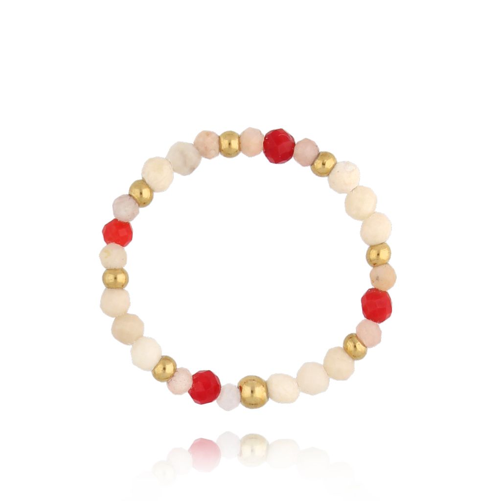 Pierścionek elastyczny kremowy Nada PSC0489 - By Dziubeka