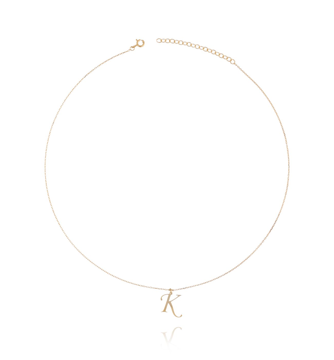 Naszyjnik srebrny pozłacany z literką K NAT0099