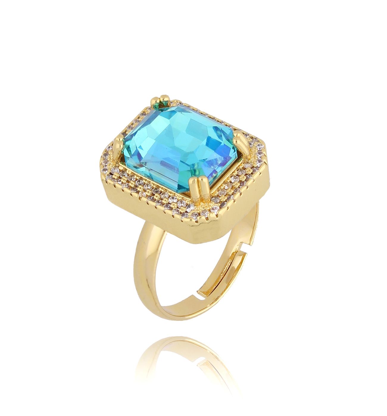 Pierścionek z turkusowym kryształkiem Majestic PSS0087 - By Dziubeka