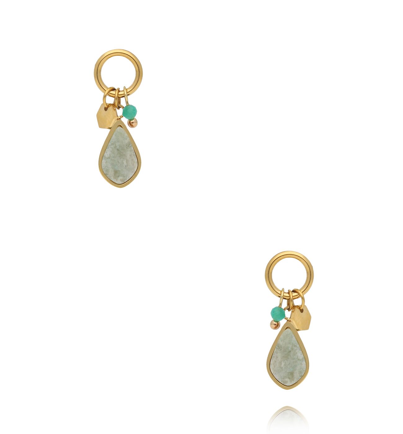 Kolczyki łezki złote z amazonitem KEA0025 - By Dziubeka
