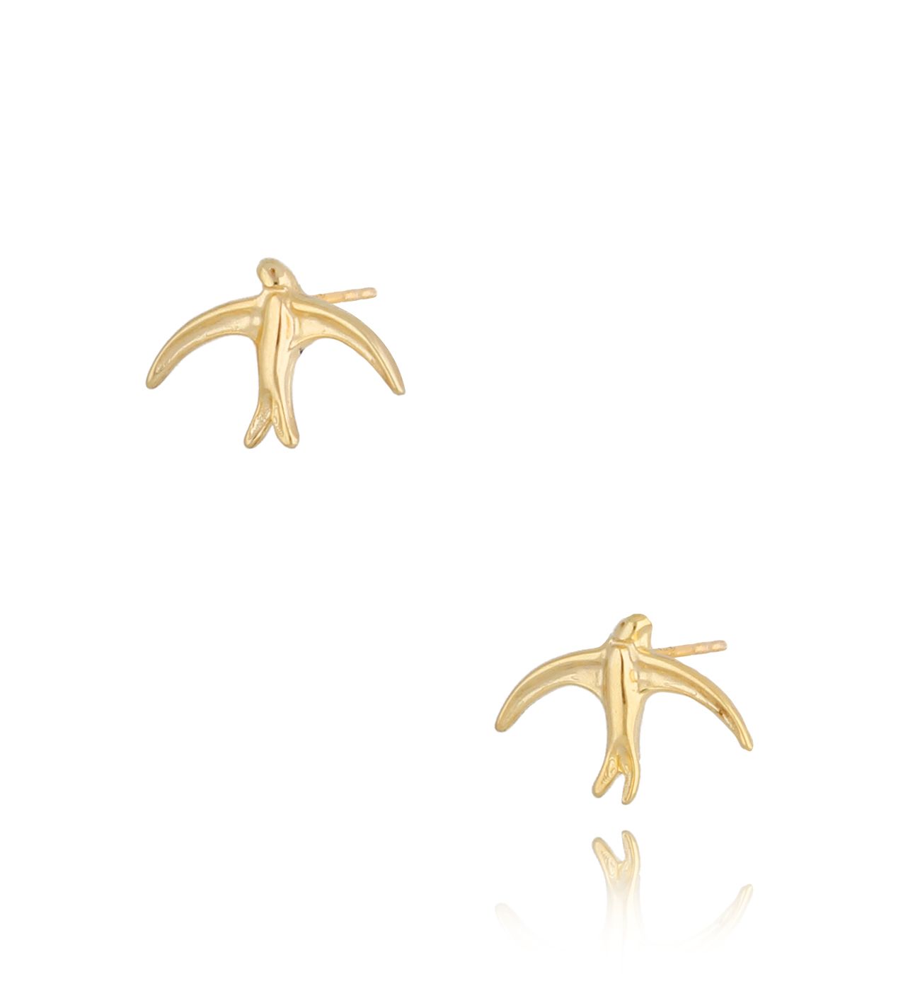 Kolczyki srebrne pozłacane jaskółki Good Sign - By Dziubeka