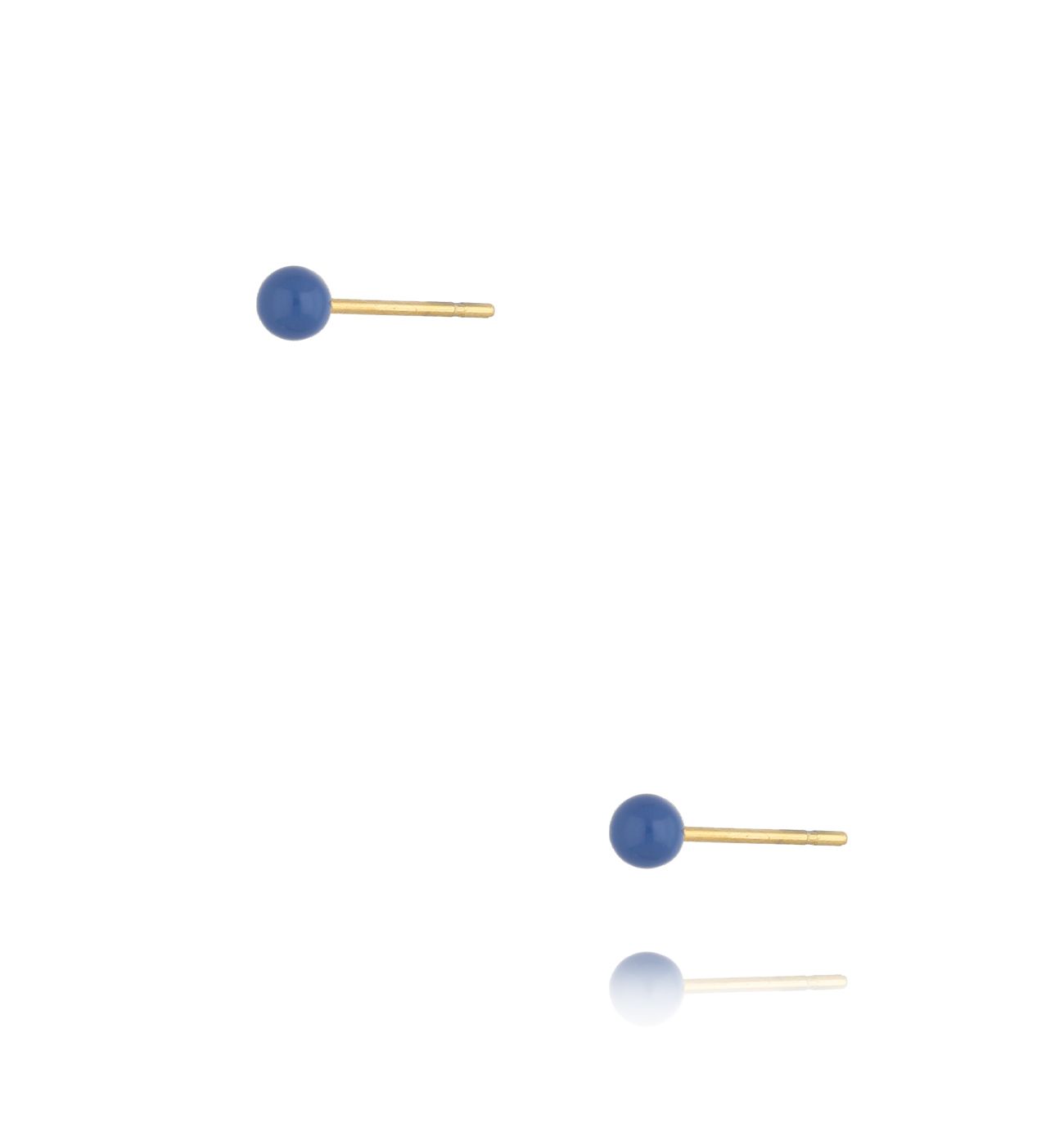 Kolczyki kulki z niebieską emalią 3 mm Enamel Balls - By Dziubeka