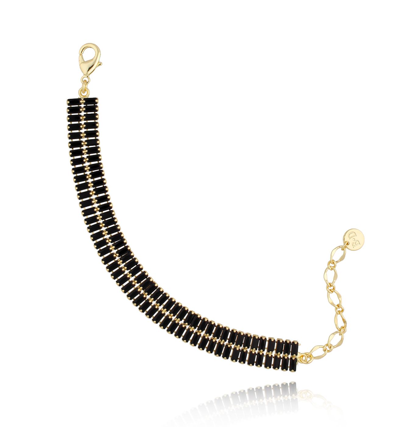 Bransoletka czarna z kryształkami podwójna Mariah BSS0132 - By Dziubeka