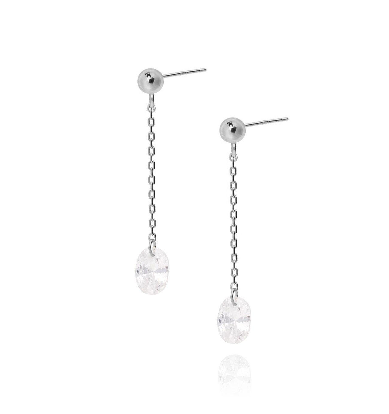 Kolczyki srebrne z kryształkiem - By Dziubeka