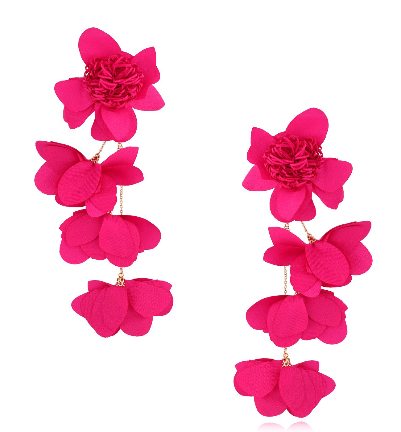 Kolczyki fuksjowe z satyny Daffodil - By Dziubeka