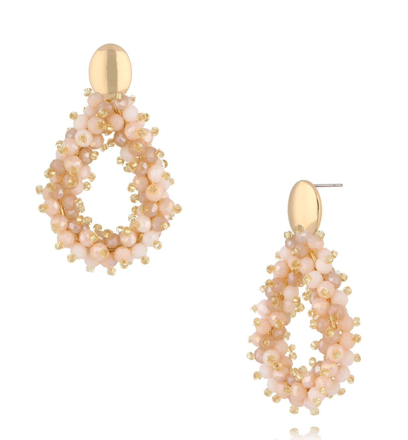 Kolczyki z różowymi i brzoskwiniowymi kryształkami KWE0256 - By Dziubeka