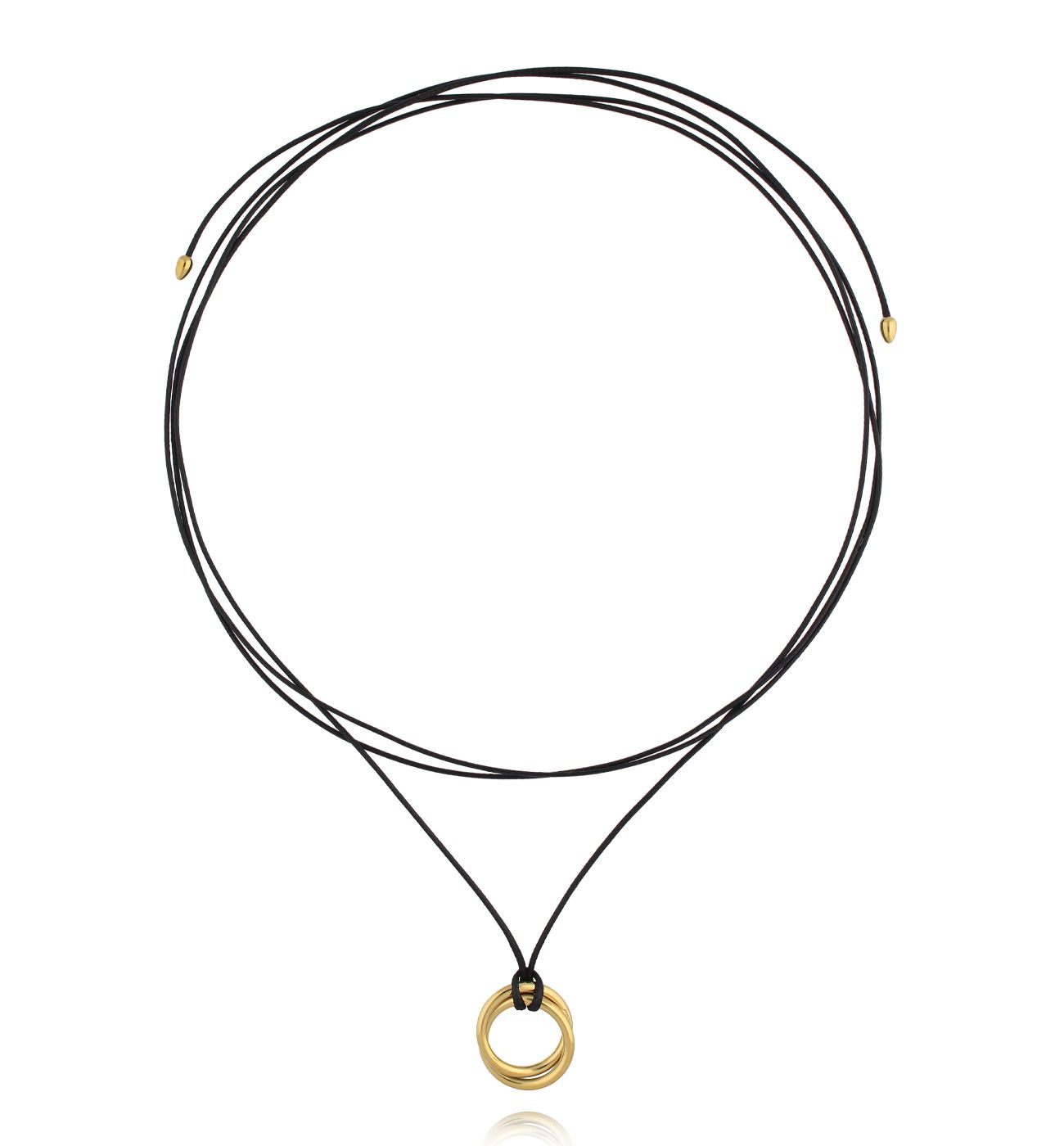 Naszyjnik z okrągłą zawieszką na czarnym sznurku - By Dziubeka