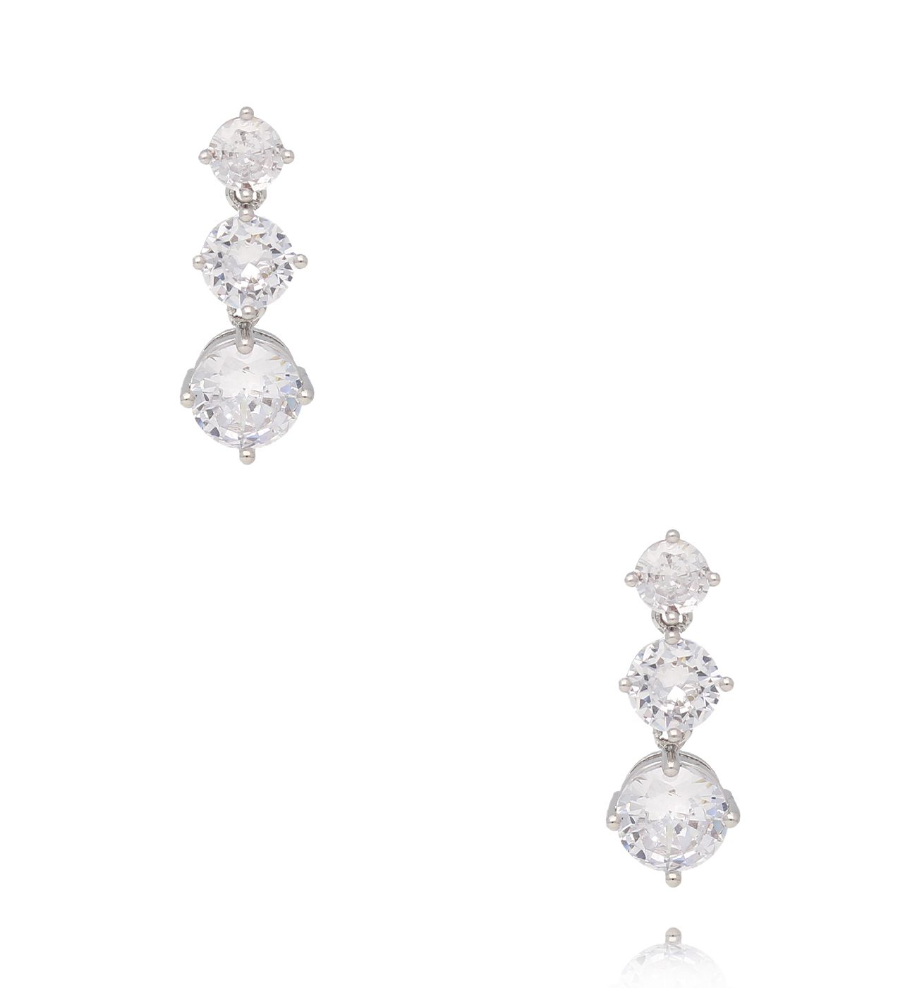 Koczyki z transparentnymi kryształkami srebrne - By Dziubeka