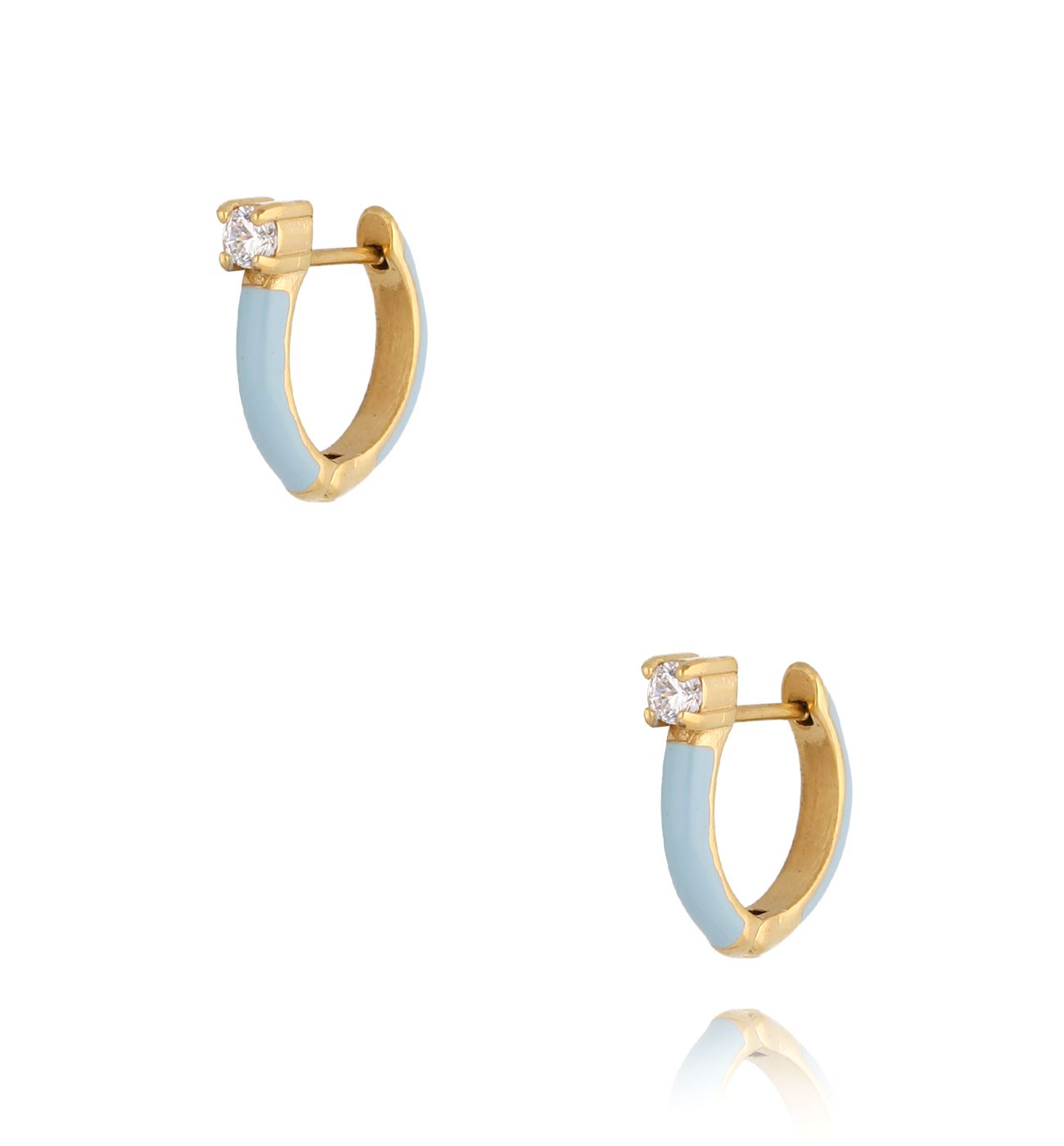 Kolczyki z błękitną emalią i cyrkonią Oki Enamel KSA0926