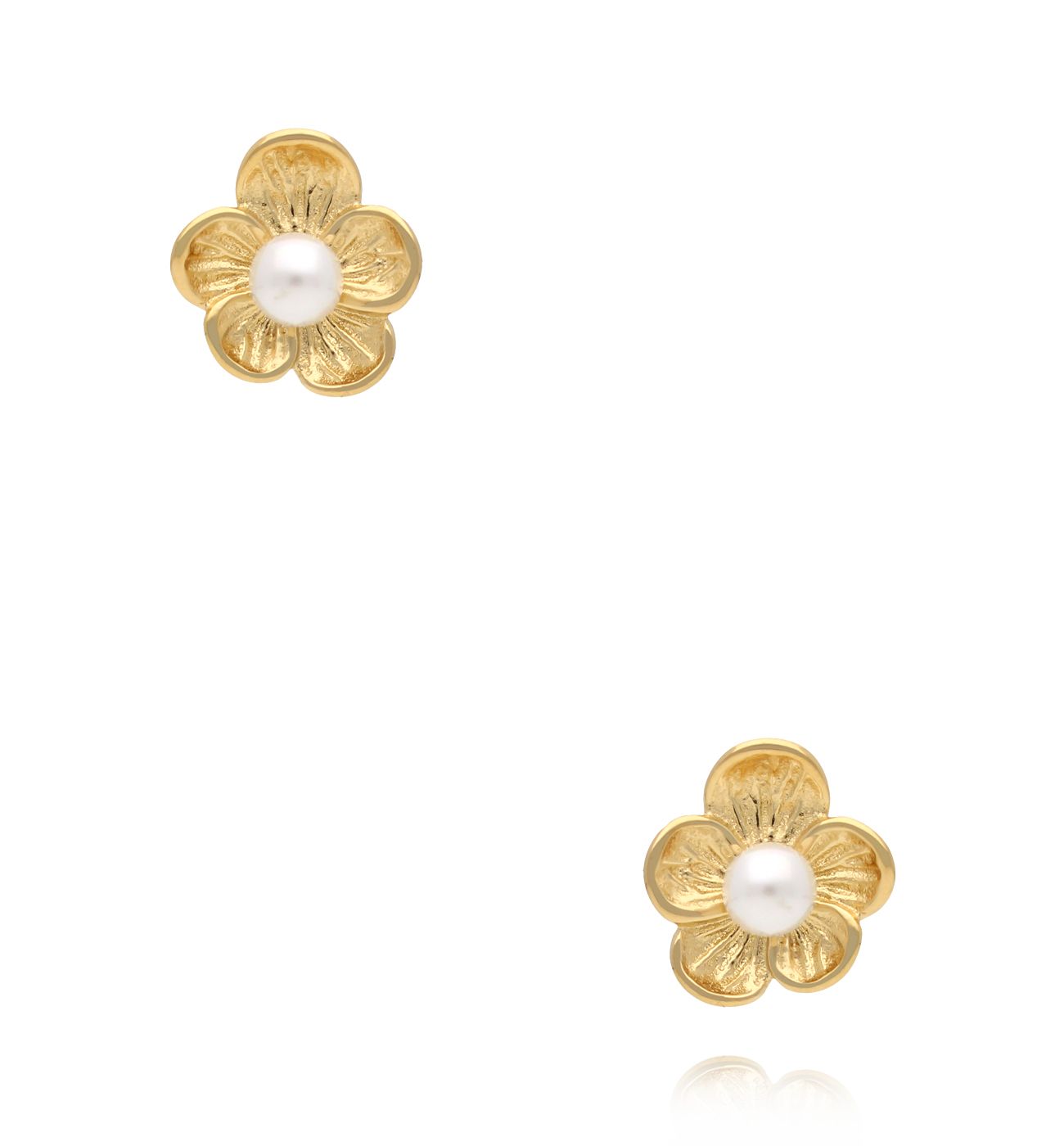 Kolczyki kwiatki z perełką złote KSY0436 - By Dziubeka