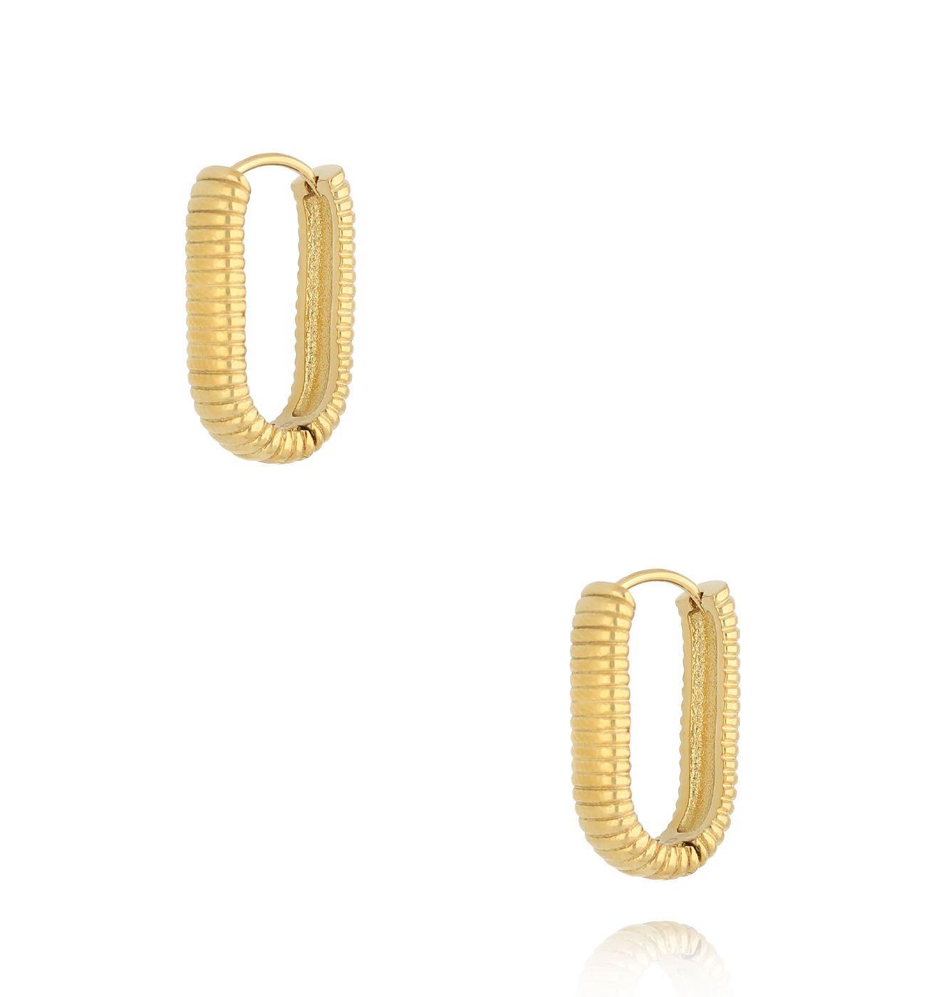 Kolczyki karbowane owalne złote Modern Fusion - By Dziubeka