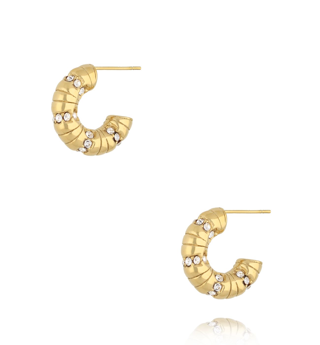 Kolczyki złote z cyrkoniami Textured - By Dziubeka