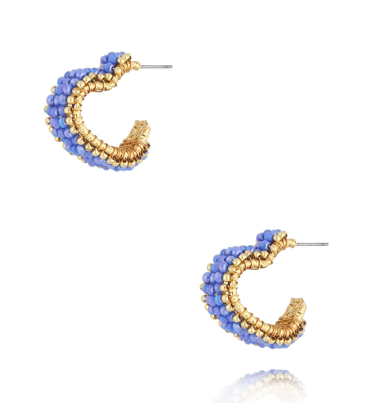 Kolczyki serca z niebieskimi kryształkami KWE0185 - By Dziubeka