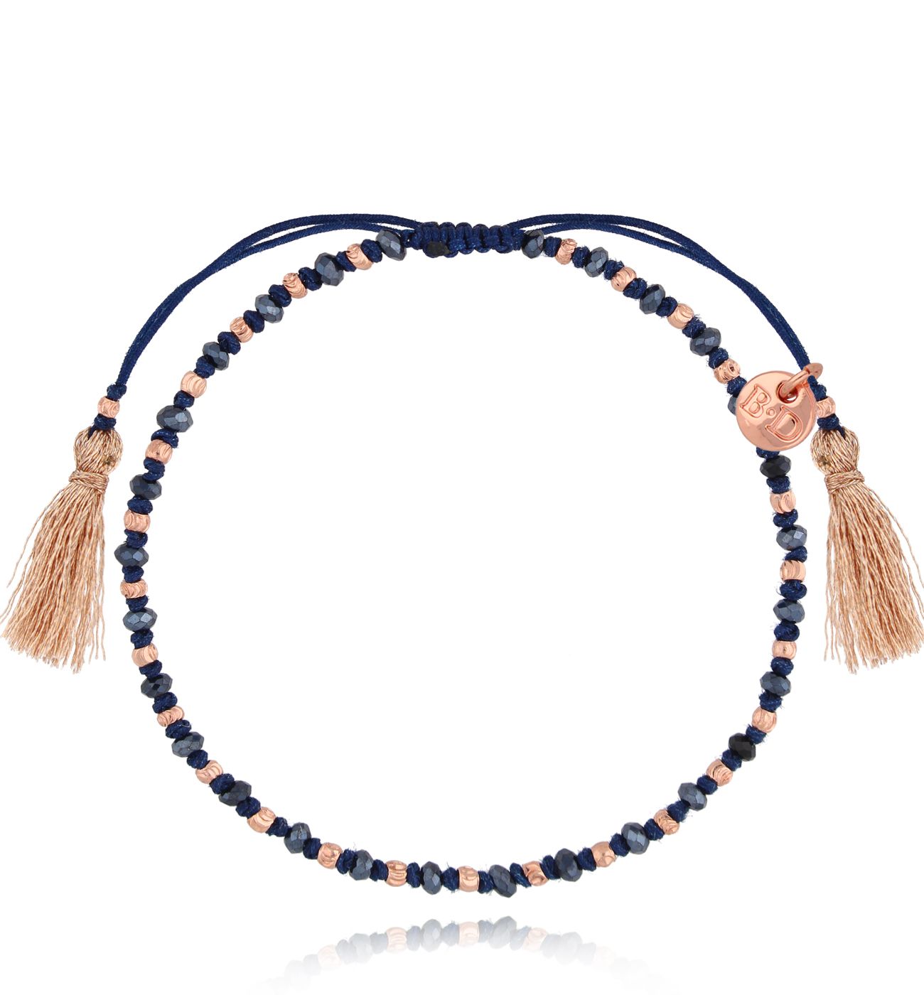 Bransoletka granatowa ze sznurkiem Eletta - By Dziubeka