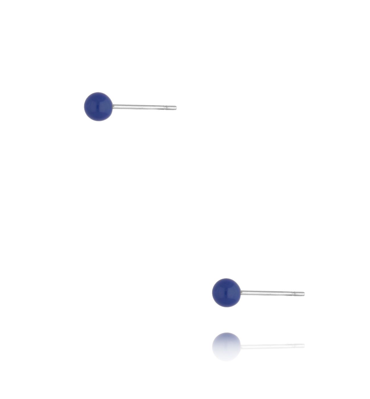 Kolczyki srebrne kulki z granatową emalią Enamel Balls - By Dziubeka