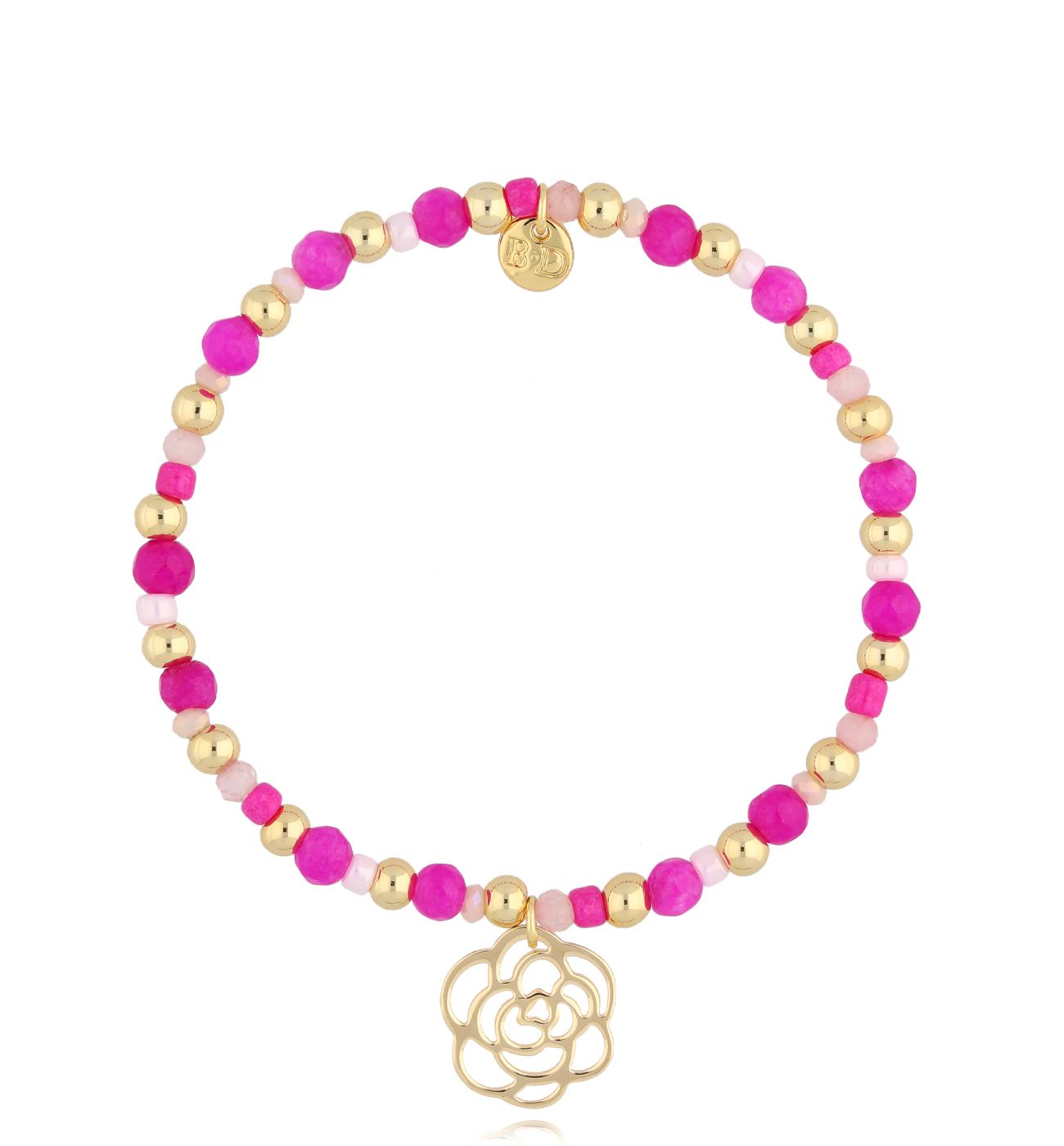 Bransoletka fuksjowa z różą Sanur BBI0035 - By Dziubeka