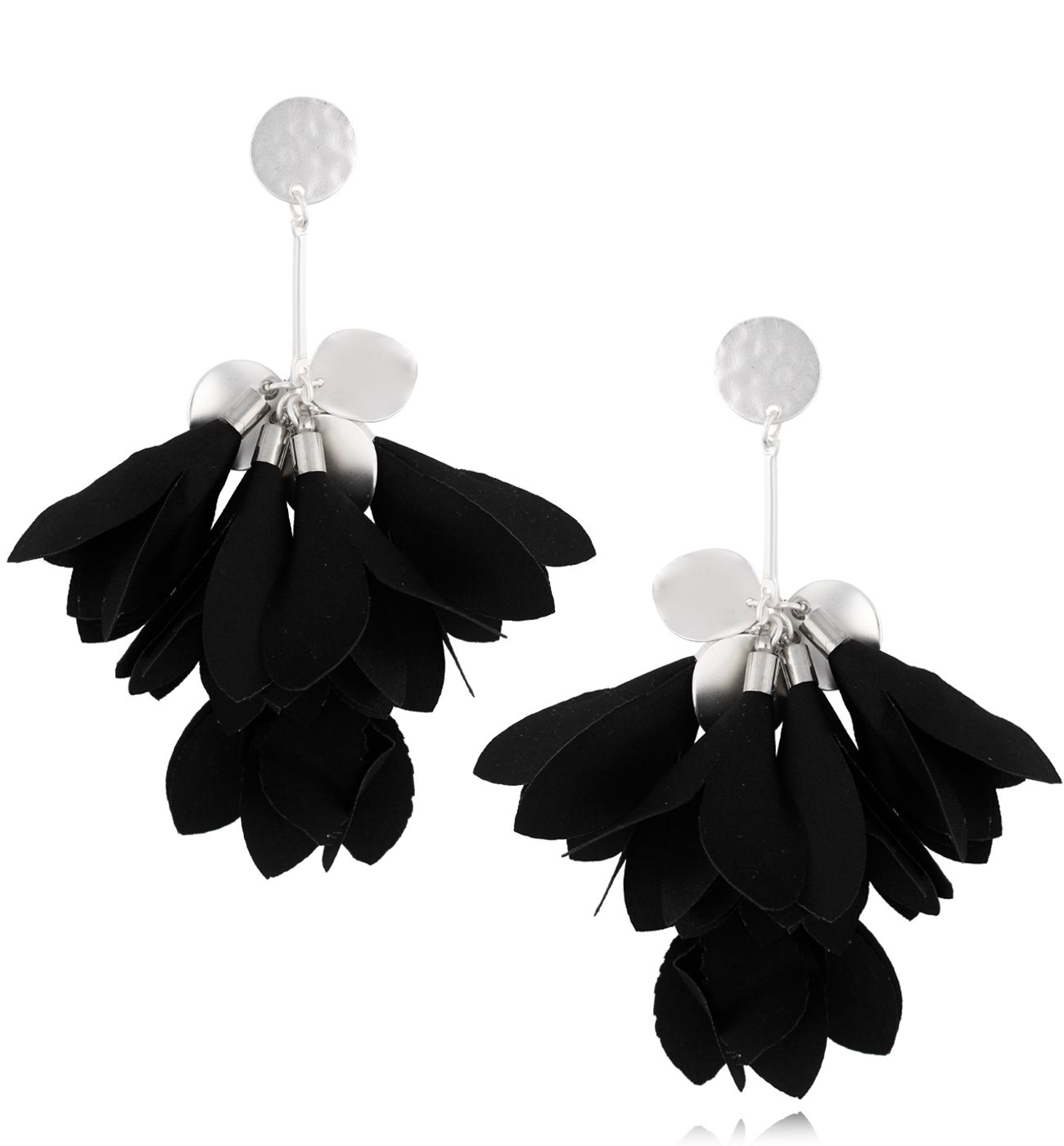 Kolczyki z satynowe kwiaty czarne Flower - By Dziubeka