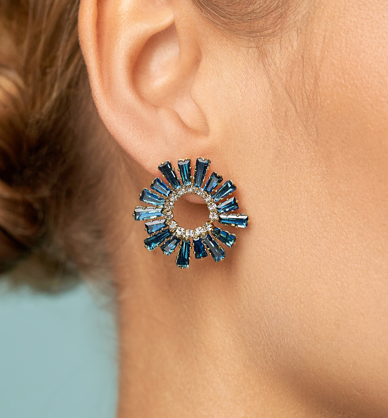 Kolczyki z niebieskimi kryształkami Samantha - By Dziubeka