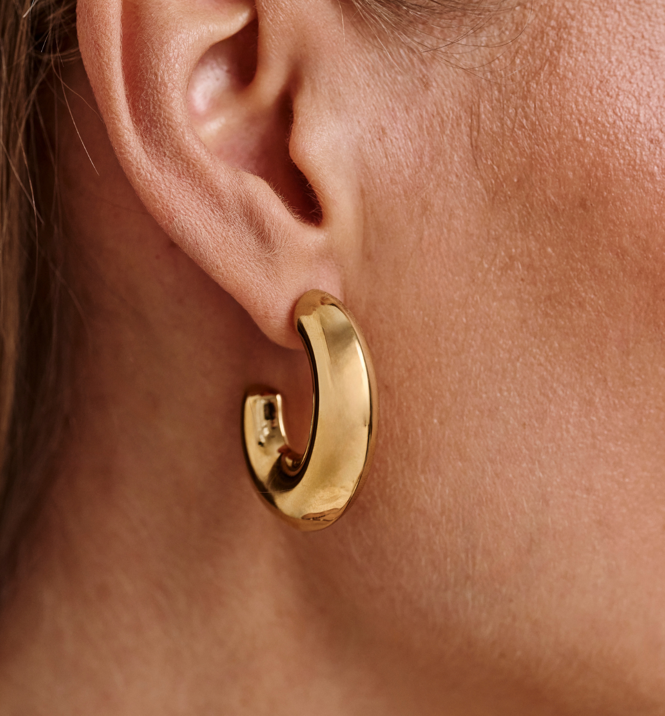 Kolczyki złote dmuchane owalne Soufflé - By Dziubeka