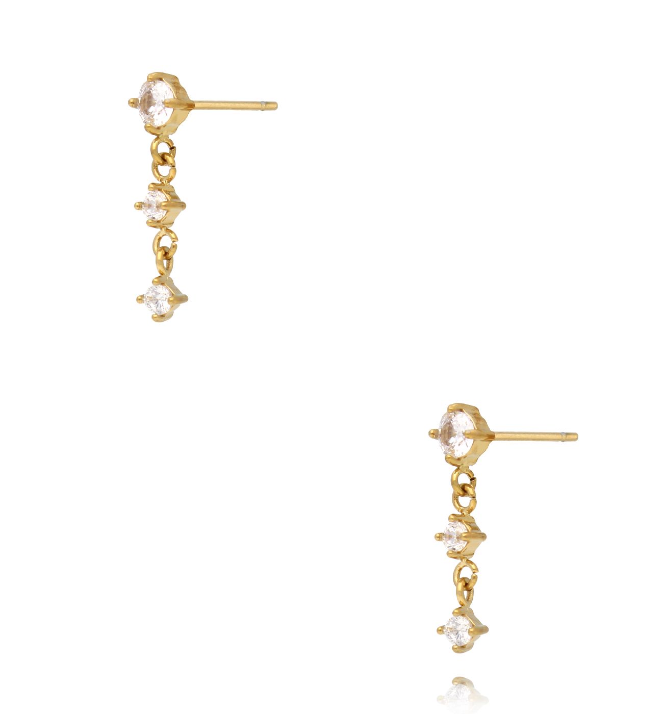 Kolczyki wiszące z trzema cyrkoniami - By Dziubeka