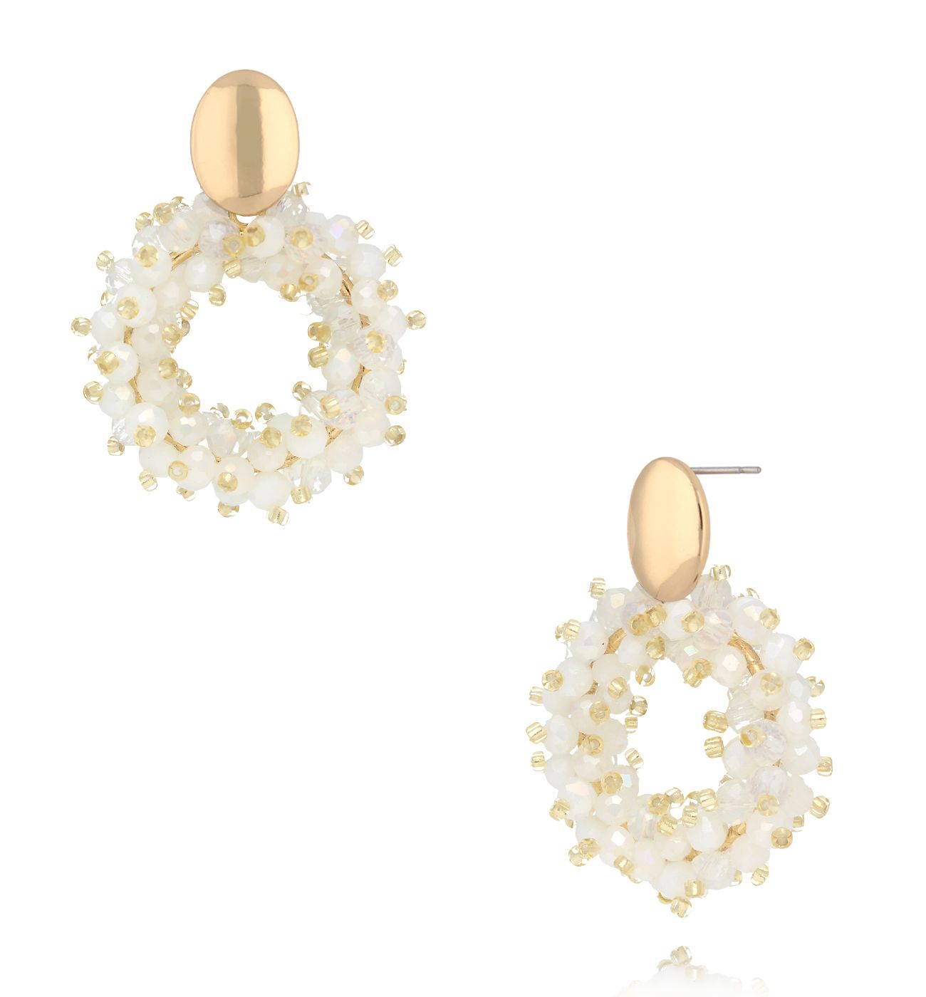 Kolczyki z białymi kryształkami okrągłe KWE0335 - By Dziubeka