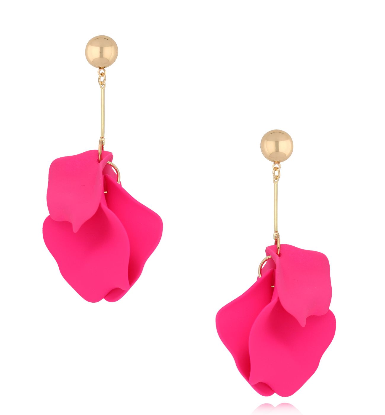 Kolczyki fuksjowe z płatkami Amaranta KFF0123