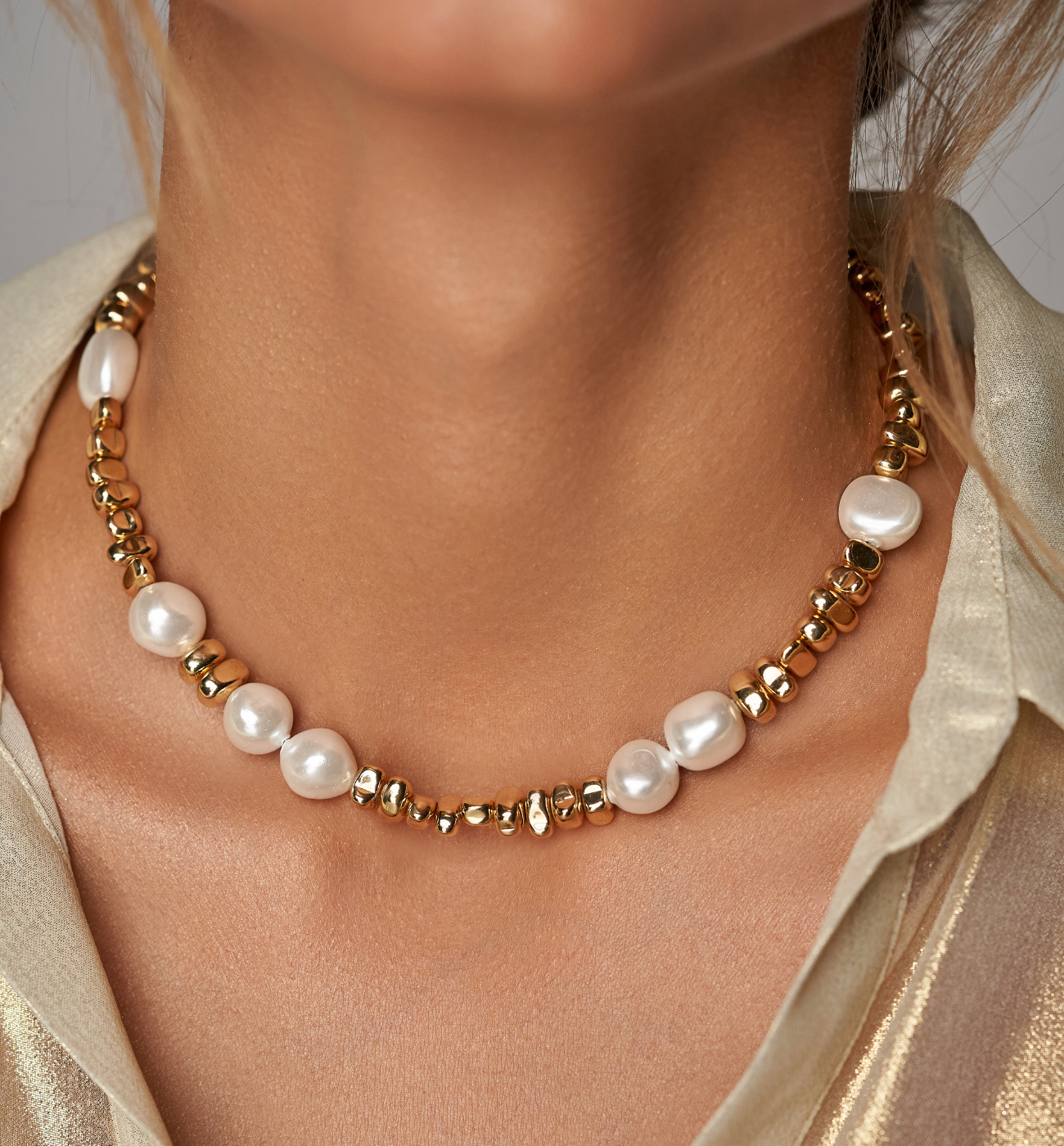 Naszyjnik złoty z perłami Wonderful - By Dziubeka