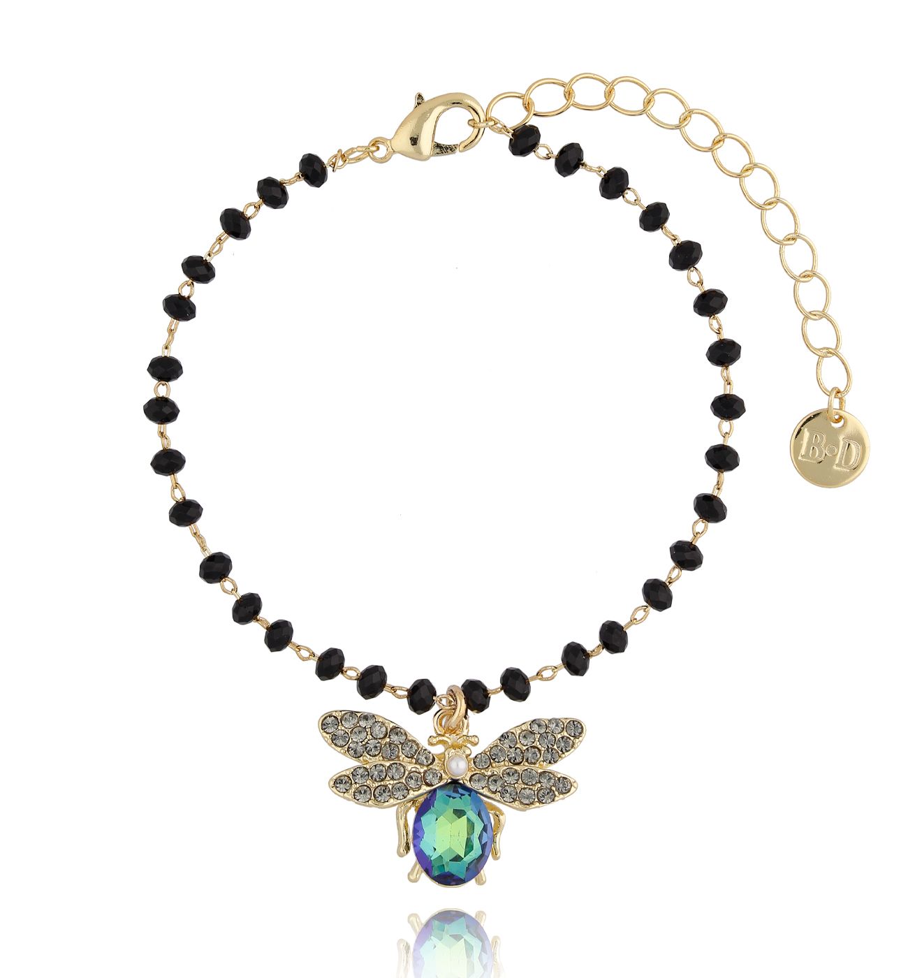 Bransoletka z zielonym owadem - By Dziubeka